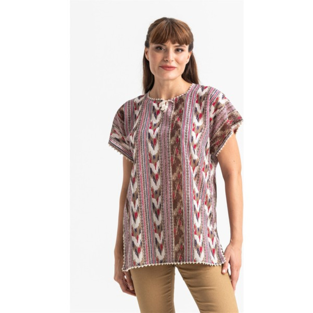 Kısa Kol Şile Bezi Kilim Bluz Tek renk Tkrn Bluz Fiyatı