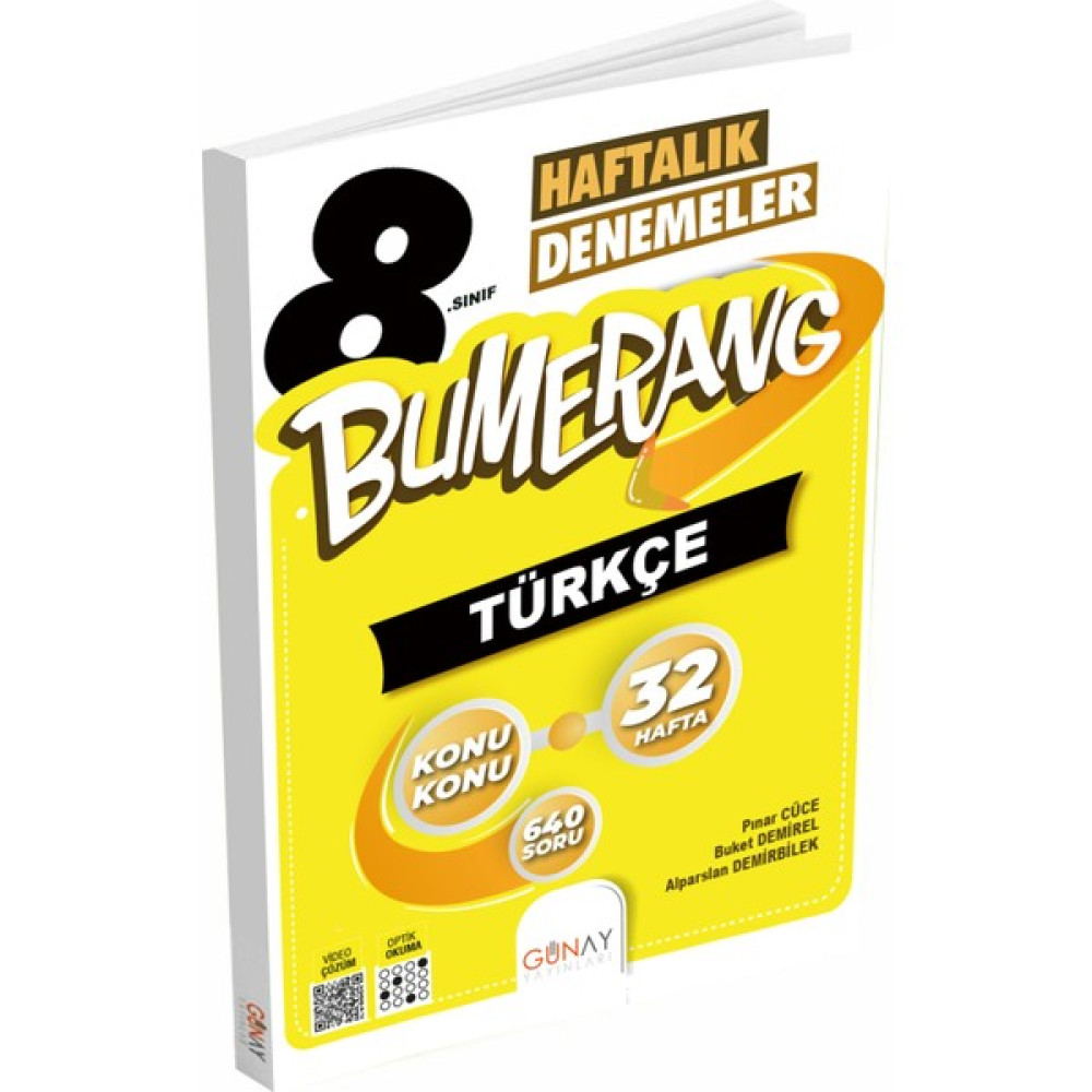 Kişisel Yayınlar Günay Yayınları 8. Sınıf Bumerang Türkçe 32 Haftalık Deneme Kaynak Kitapları Fiyatı