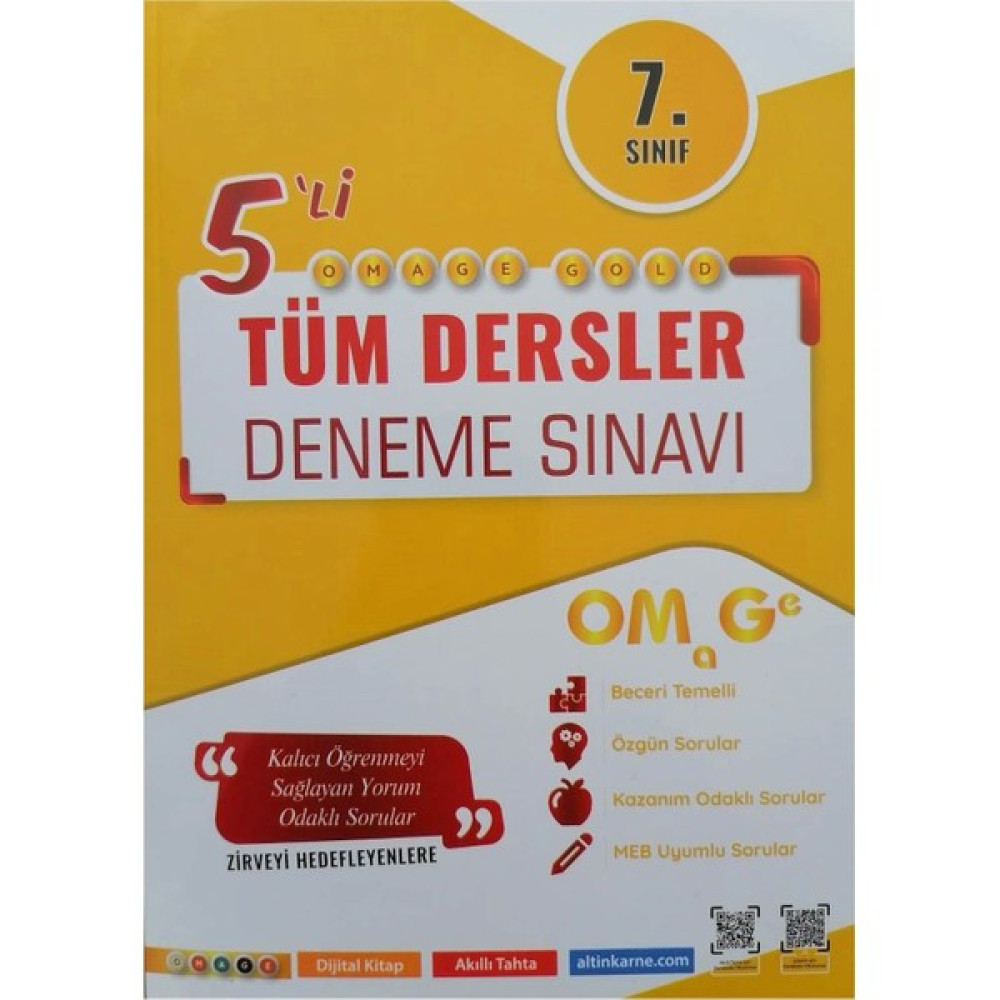 Kişisel Yayınlar Nartest 7.sınıf Omage Gold 5'li Tüm Dersler Deneme Seti - Nartest 7 Deneme Kaynak Kitapları Fiyatı