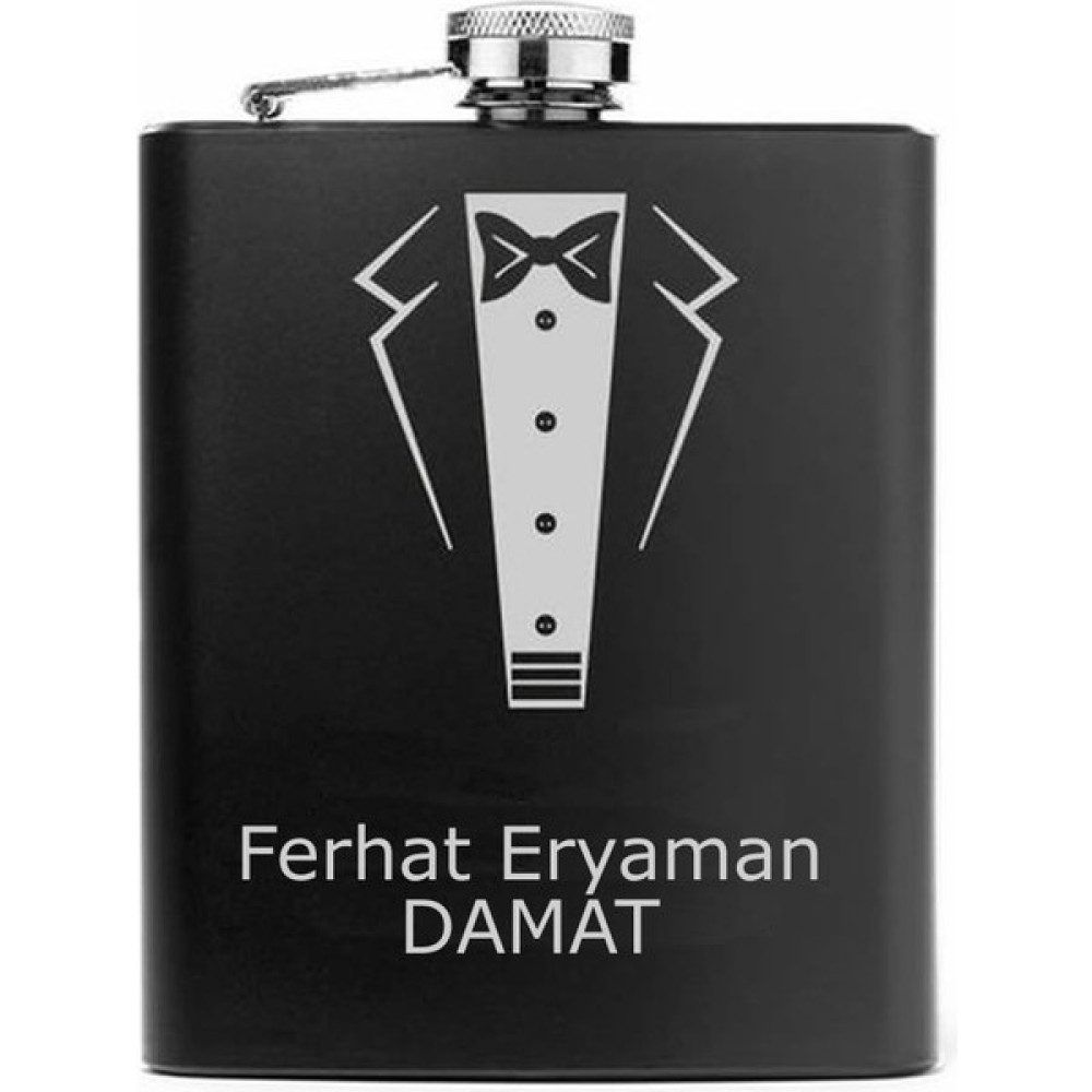 Kişiye Özel Damat Konseptli Siyah Renkli Paslanmaz Çelik Matara / 8 Oz Oto Boyaları Fiyatı