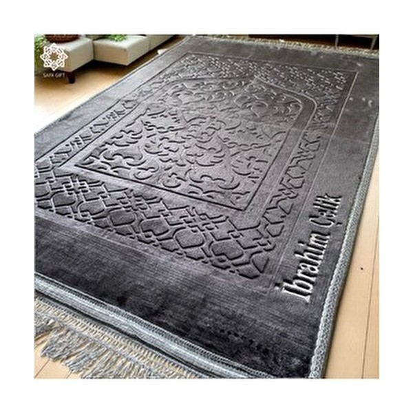 Kişiye Özel Isimli Lüx Kalın Kadife Peluş Kaymaz Taban Seccade, Çeyizlik Hediyelik Bohça Seccade - 120 x 80 cm - Gri Anne Bebek Oyuncak Fiyatı