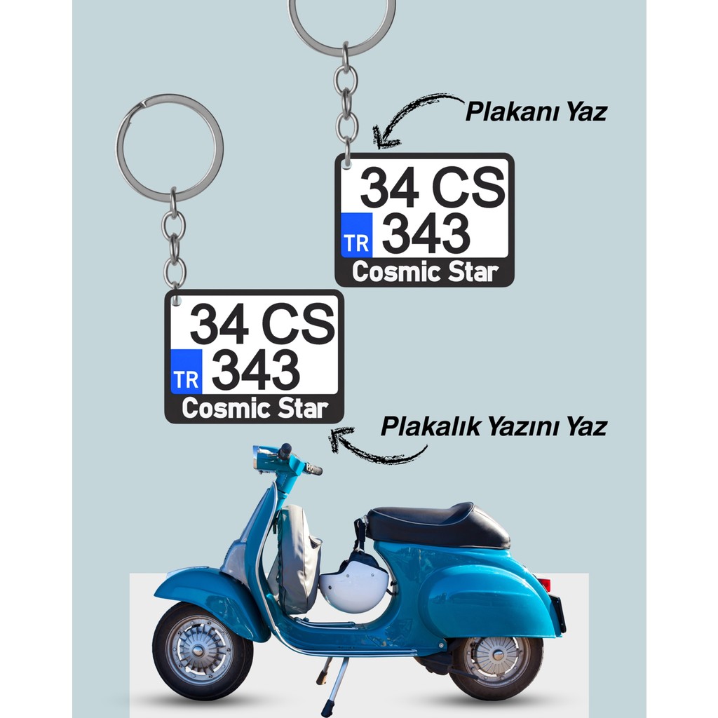 Kişiye Özel Isimli Motor Plaka Anahtarlık Çanta Süsü Sevgiliye Hediye Çiftli Set (2 Adet) Diğer Fiyatı