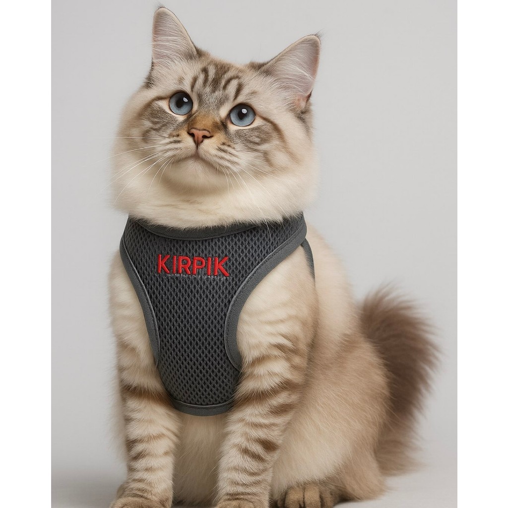 Kişiye Özel Kedi Gezdirme Tasması Airmesh Isimli Kedi Göğüs Tasması Esnek Kedi Tasması - Gri - XS Evcil Hayvan Ürünleri Fiyatı