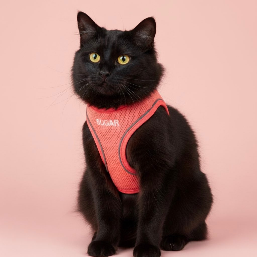 Kişiye Özel Kedi Gezdirme Tasması Airmesh Isimli Kedi Göğüs Tasması Esnek Kedi Tasması - Pembe - XS Evcil Hayvan Ürünleri Fiyatı
