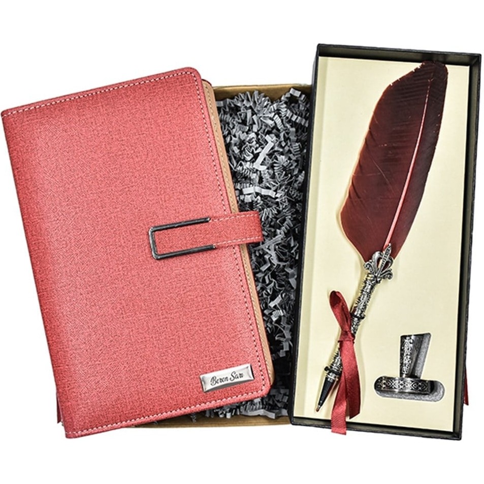 Kişiye Özel Lüx Organizerli Defter ve Divit Kalem Kutulu Set - Renk Seçenekli - Kırmızı Defter & Kağıt Ürünleri Fiyatı