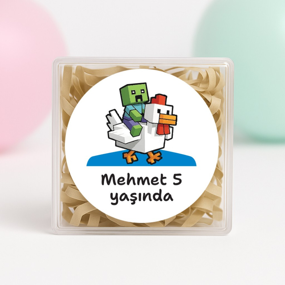 Kişiye Özel Minecraft Temalı Doğum Günü Temalı Baskılı Yapışkanlı Etiket 4 cm Yuvarlak 24 Adet - 1 Adet - Beyaz Okul Etiketi Fiyatı