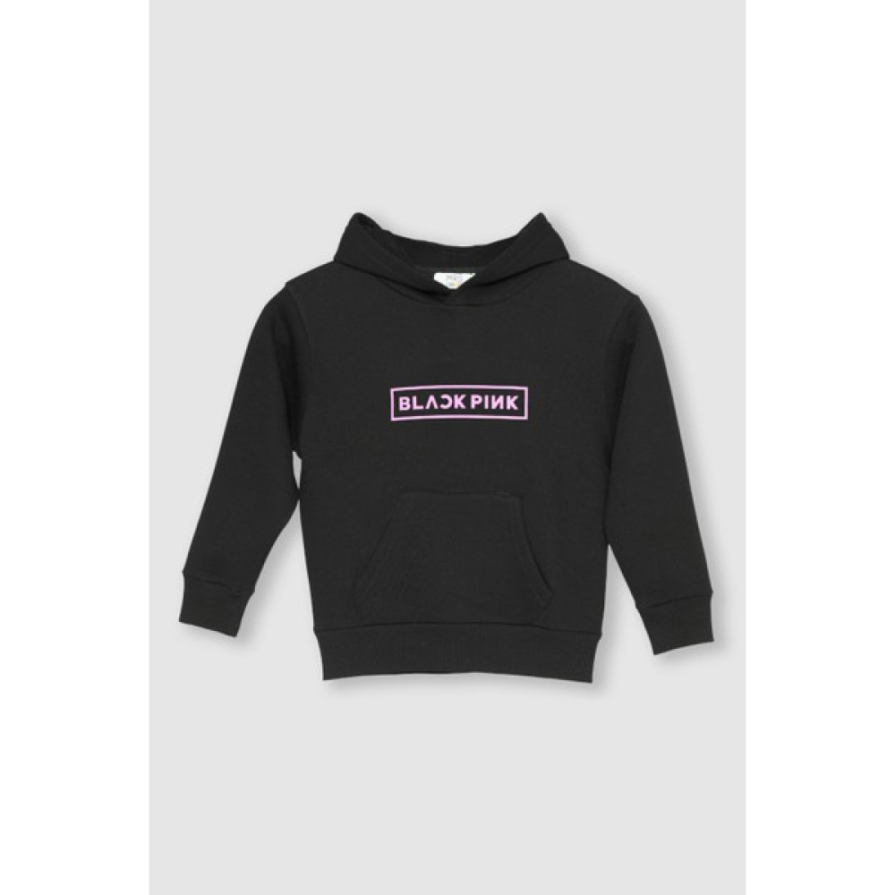 Kışlık Siyah Kapüşonlu Kız Çocuk Siyah Oversize Baskılı Sweatshirt Hoodie Kız Çocuk Sweatshirt Fiyatı