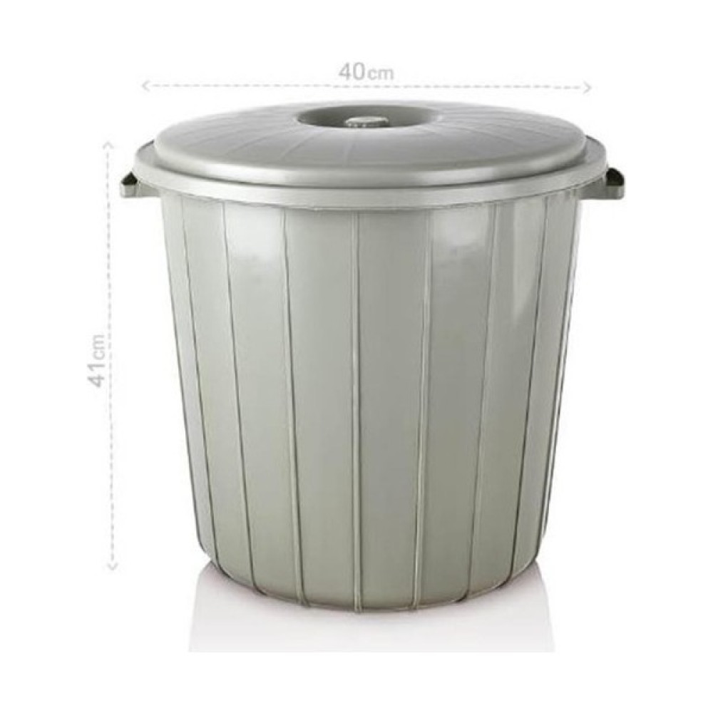 Kısmet Yuvarlak Battal Kapaklı Çöp Kovası Sağlam Kalite Plastik Çöp Kutusu Ø40 H41 Su Erzak Kovası 35 Lt - Gri Çöp Kovaları Fiyatı