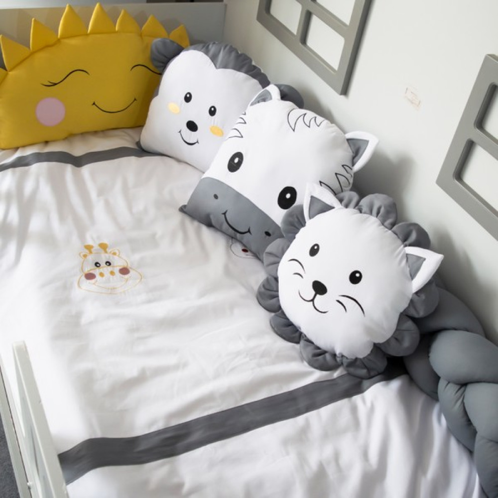 Kista Baby Animals Montessori Uyku Seti 90X190 - 90 x 190 cm - Gri Bebek Uyku Seti Fiyatı