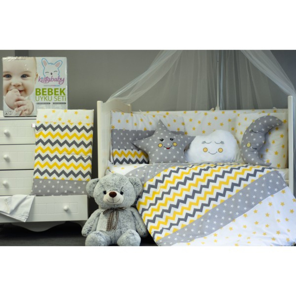 Kista Baby Bebek Uyku Seti Nevresim Takımı 80x140 Zig Zag Sarı - 80 x 140 cm Oto Boyaları Fiyatı