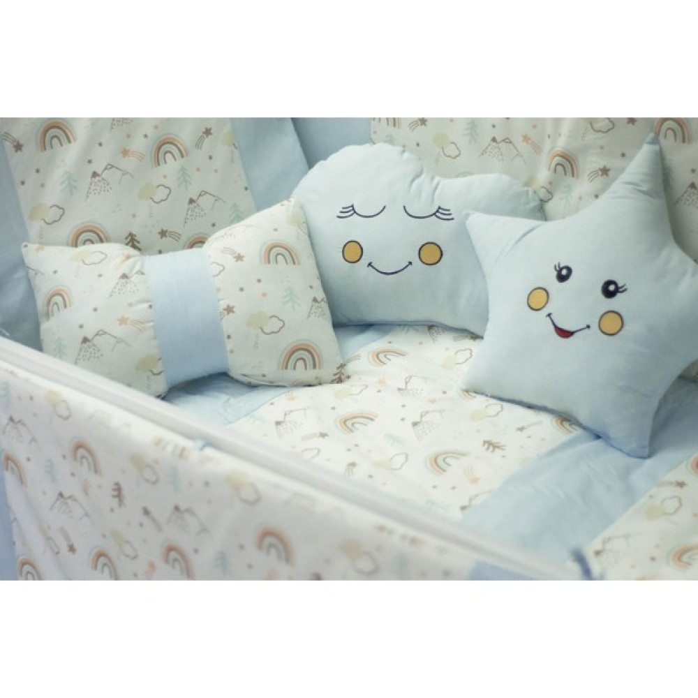Kista Baby Park Yatak Bebek Seti Nevresim Takımı 70x110 Rainbow Mavi - 70 x 110 cm Bebek Uyku Seti Fiyatı