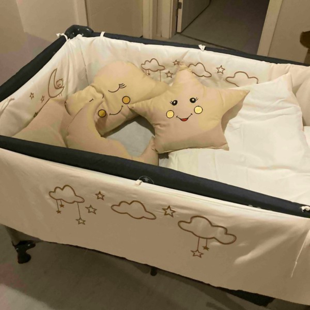 Kista Baby Park Yatak Bebek Uyku Seti Nevresim Takımı 70x110 Cloudy Krem - 70 x 110 cm Bebek Uyku Seti Fiyatı