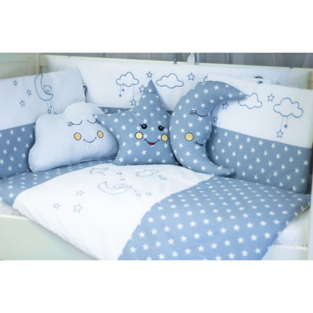 Kista Baby Park Yatak Bebek Uyku Seti Nevresim Takımı 70x110 Cloudy Mavi - 70 x 110 cm Bebek Uyku Seti Fiyatı