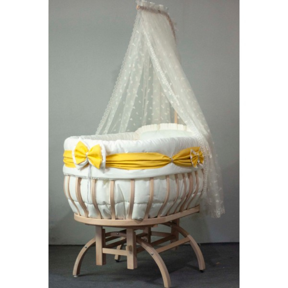 Kista Baby Sepet Beşik Bebek Uyku Seti Scarf (AHŞAP BEŞİK SETE DAHİL DEĞİLDİR) - 60 x 100 cm - Sarı Bebek Uyku Seti Fiyatı