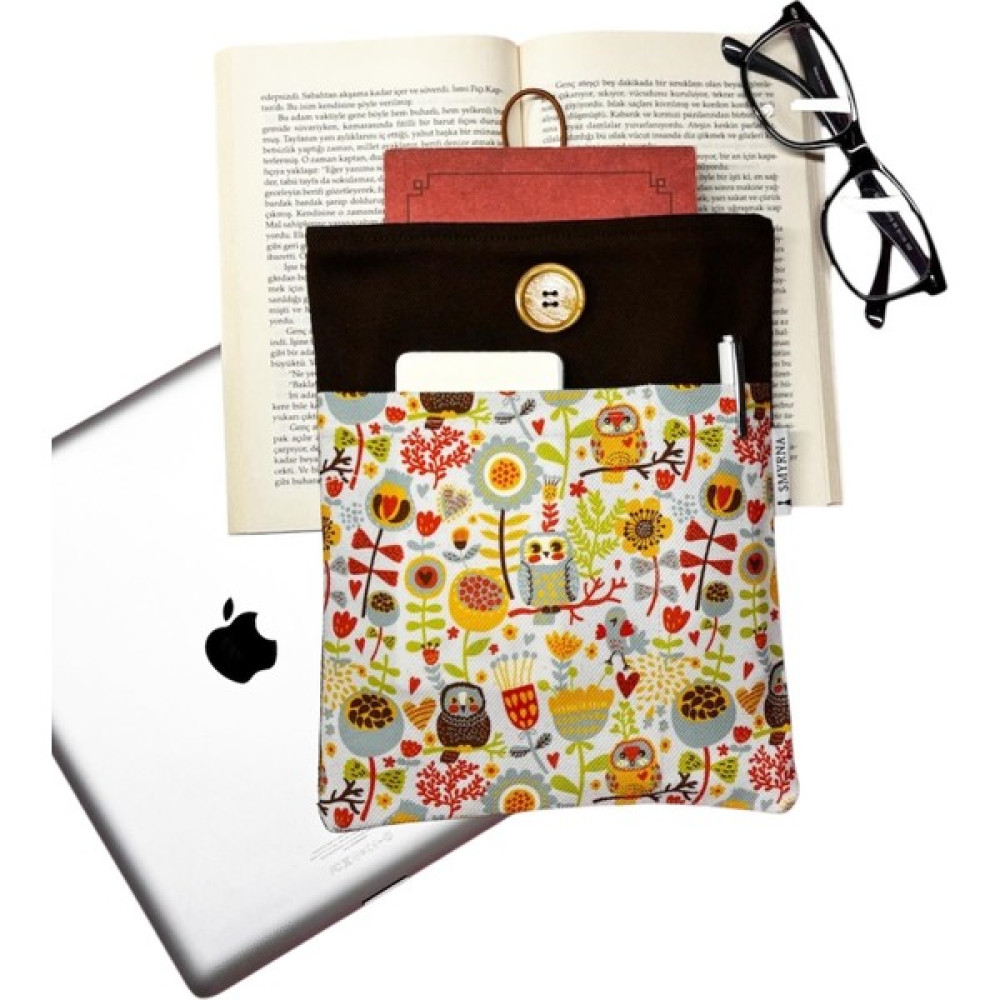 Kitap Kılıfı / Tablet Kılıfı / Ebook Kılıfı / Çok Amaçlı Kılıf ( Baykuşlar , Çiçekler ) Kitaplar Fiyatı