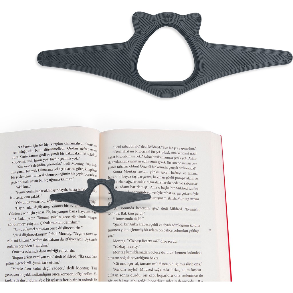 Kitap Okuma Yüzüğü Kedi Modelli - Antrasit Diğer Fiyatı