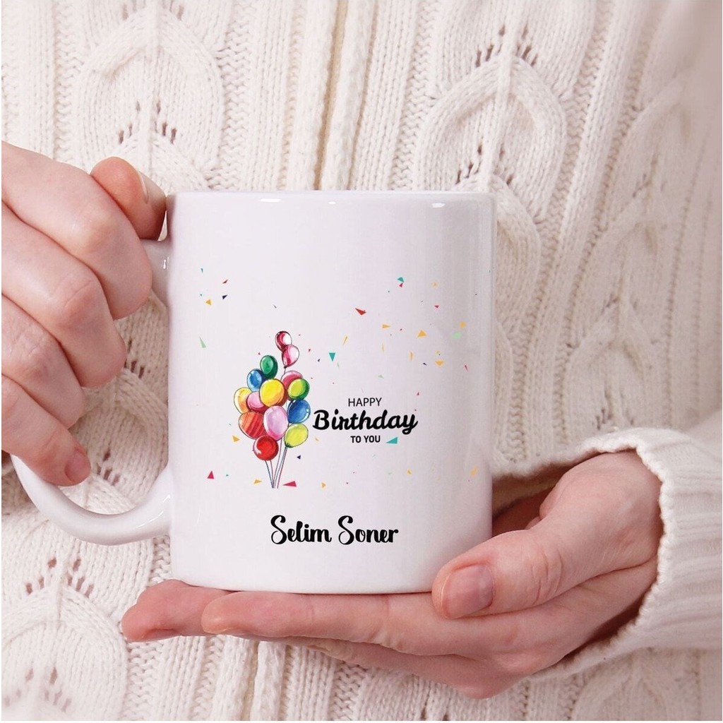 Kitaplı Hediye Isme Özel Happy Birthday Tasarımlı Doğum Günü Kupası Fincan / Bardak / Kahve Takımı Fiyatı