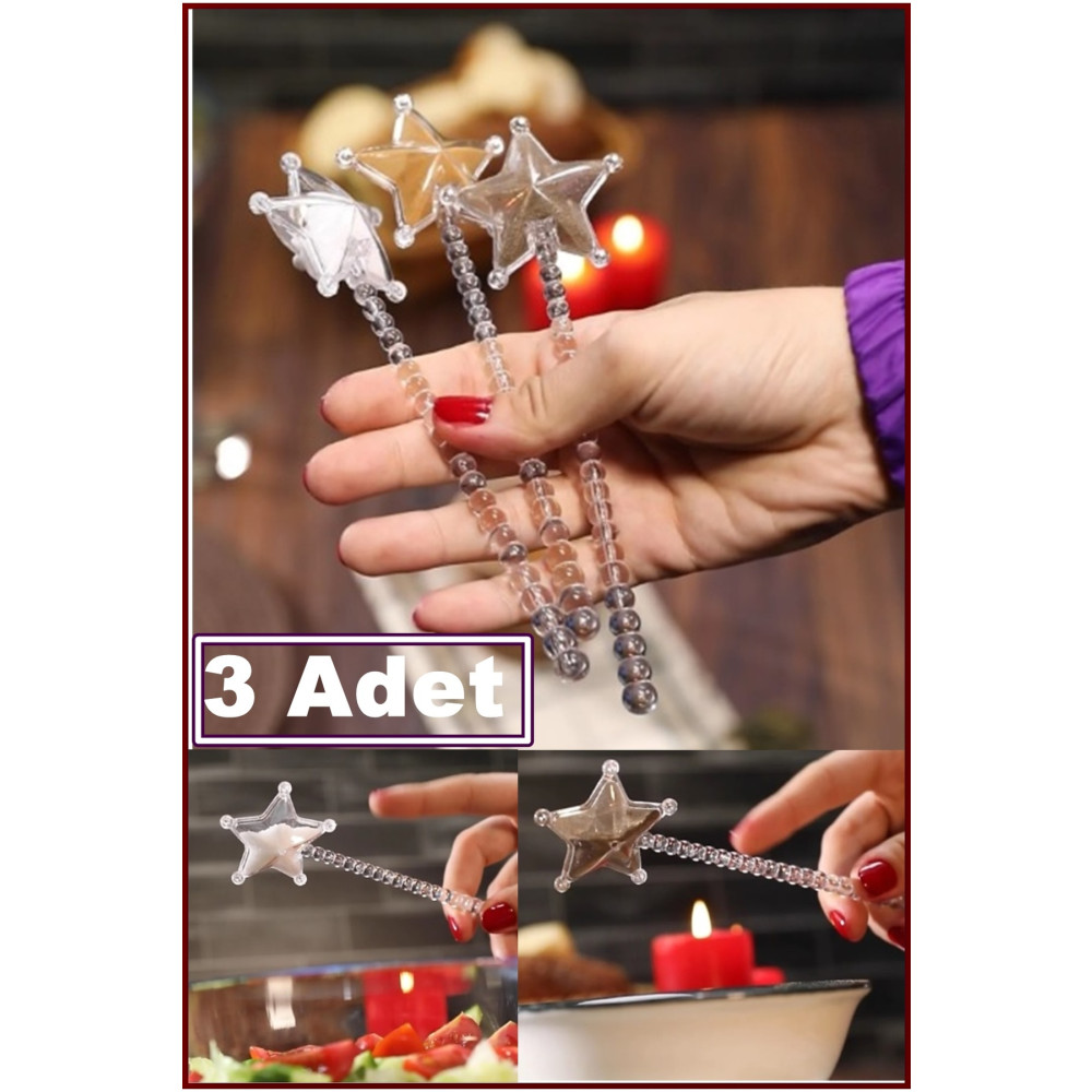 Kitchen Beauty 3lü Boncuk Detaylı Yıldız Şekilli Sihirli Tuzluk Karabiberlik Baharatlık Asa Tuzluk Cam Değildir Baharat Setleri & Baharatlıklar Fiyatı