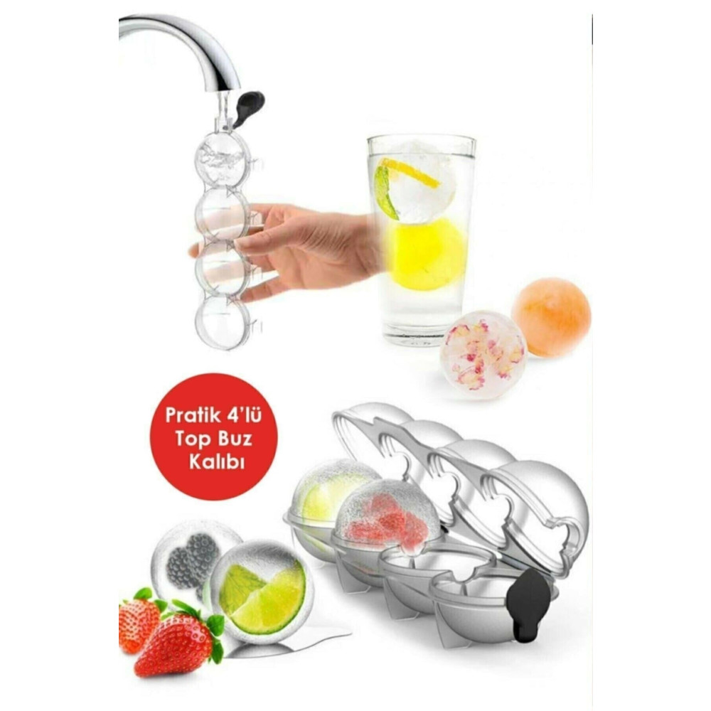 Kitchen Beauty 4lü Küre Buz Topu Kalıbı - Yuvarlak Içecek Buz Topu Dondurucu Buzluk Saklama Ve Sunum Kabı Mutfak Gereçleri Fiyatı