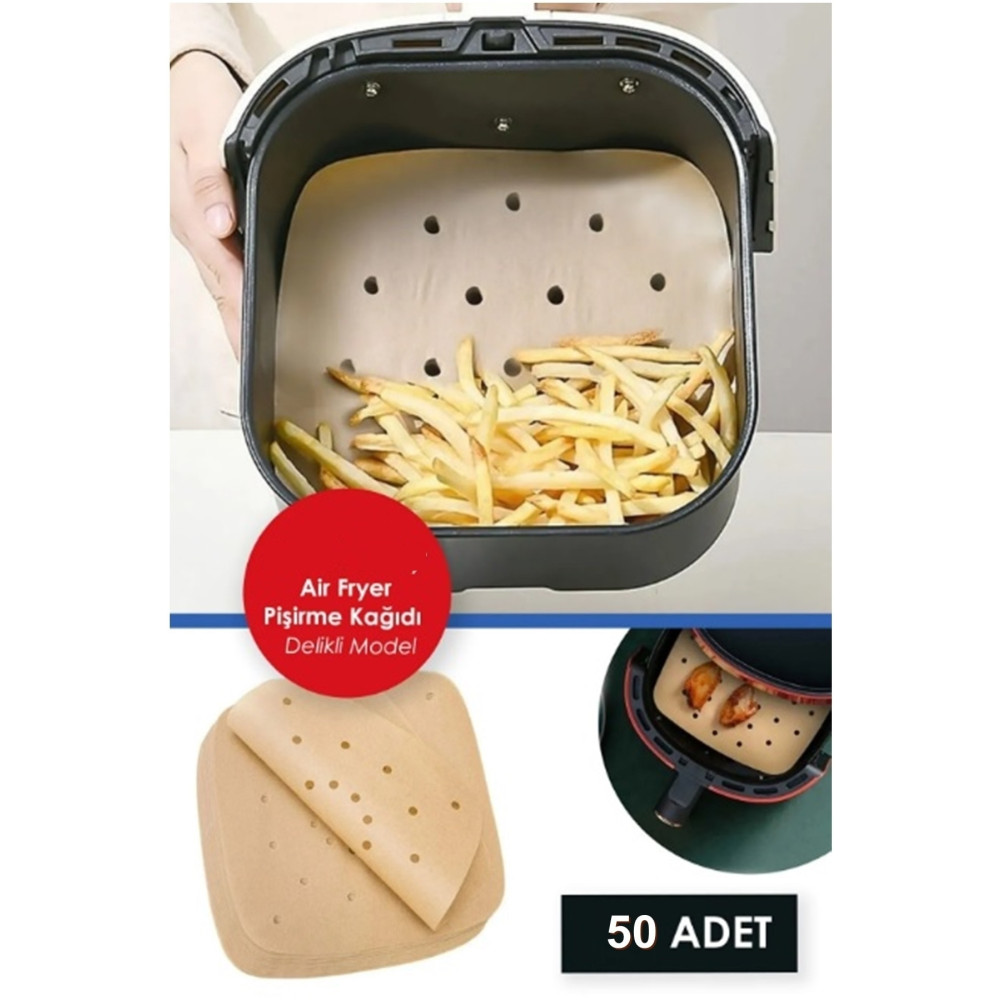 Kitchen Beauty 50 Adet Air Fryer Pişirme Kağıdı Tek Kullanımlık Yağ Geçirmez Kağıt Kare Delikli Model Hava Fritözü Pişirme Kağıdı Fiyatı