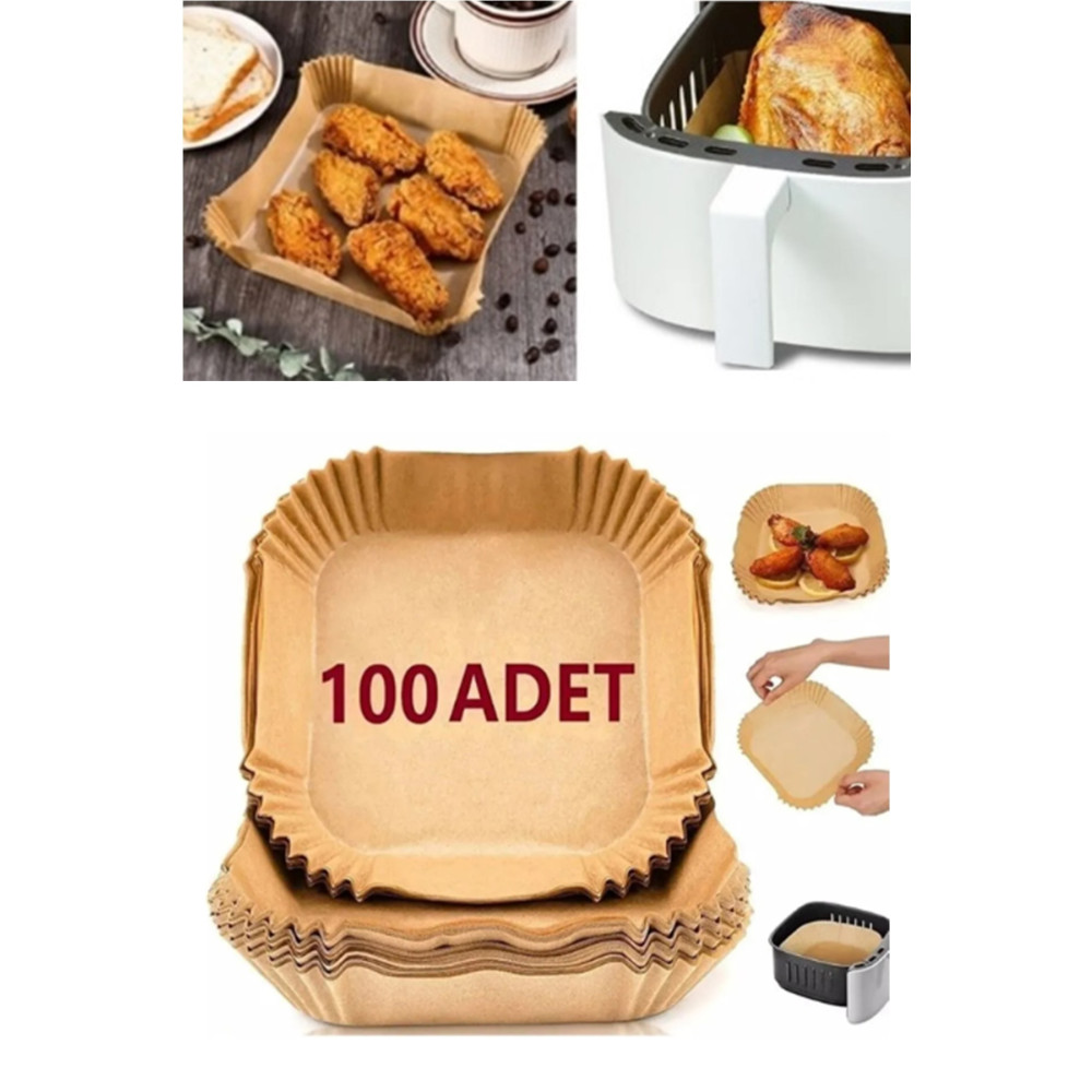 Kitchen Beauty Airfryer Pişirme Kağıdı 100 Adet Hava Fritözü Kare Model Pişirme Kağıdı Airfryer Yağsız Firitöz Pişirme Kağıdı Fiyatı