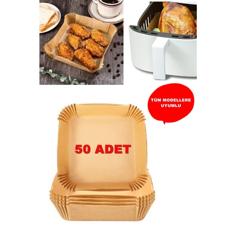 Kitchen Beauty Airfryer Pişirme Kağıdı 50 Adet Hava Fritözü Kare Model Pişirme Kağıdı Airfryer Yağsız Firitöz Pişirme Kağıdı Fiyatı