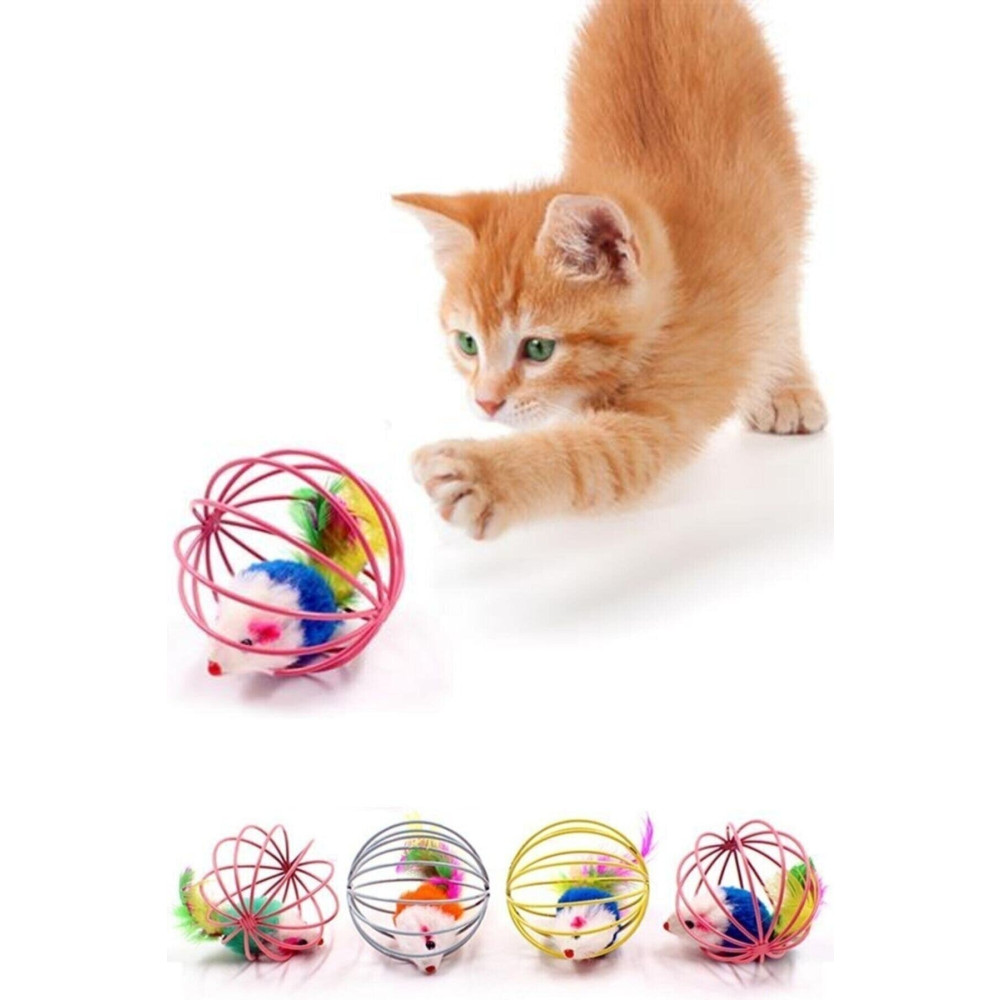 Kitchen Beauty Metal Kafesli Pelüş Fareli Kedi Köpek Oyuncağı 6 cm Evcil Hayvan Ürünleri Fiyatı