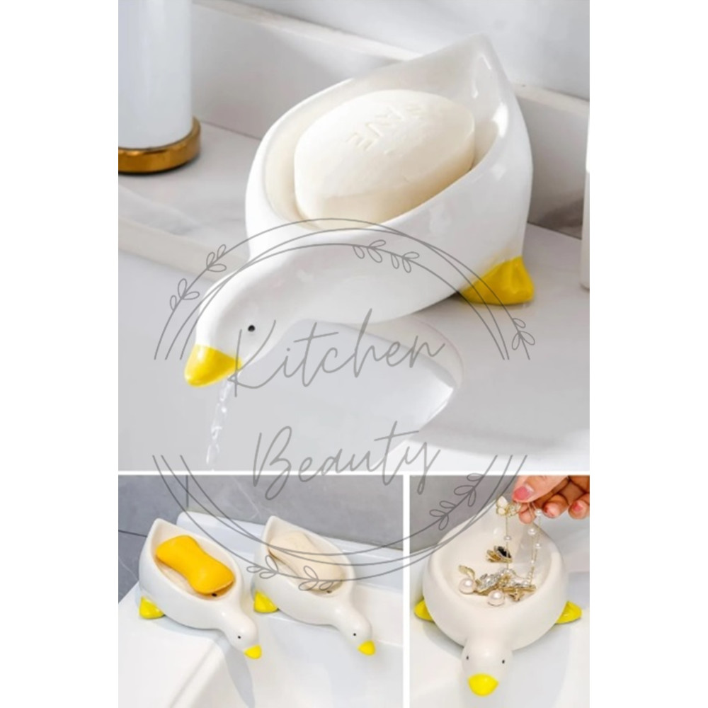 Kitchen Beauty Pratik Sevimli Ördek Desenli Kendinden Boşaltmalı Su Tutmaz Katı Sabunluk Lavabo Üstü Sabunluk Sabunluk Fiyatı
