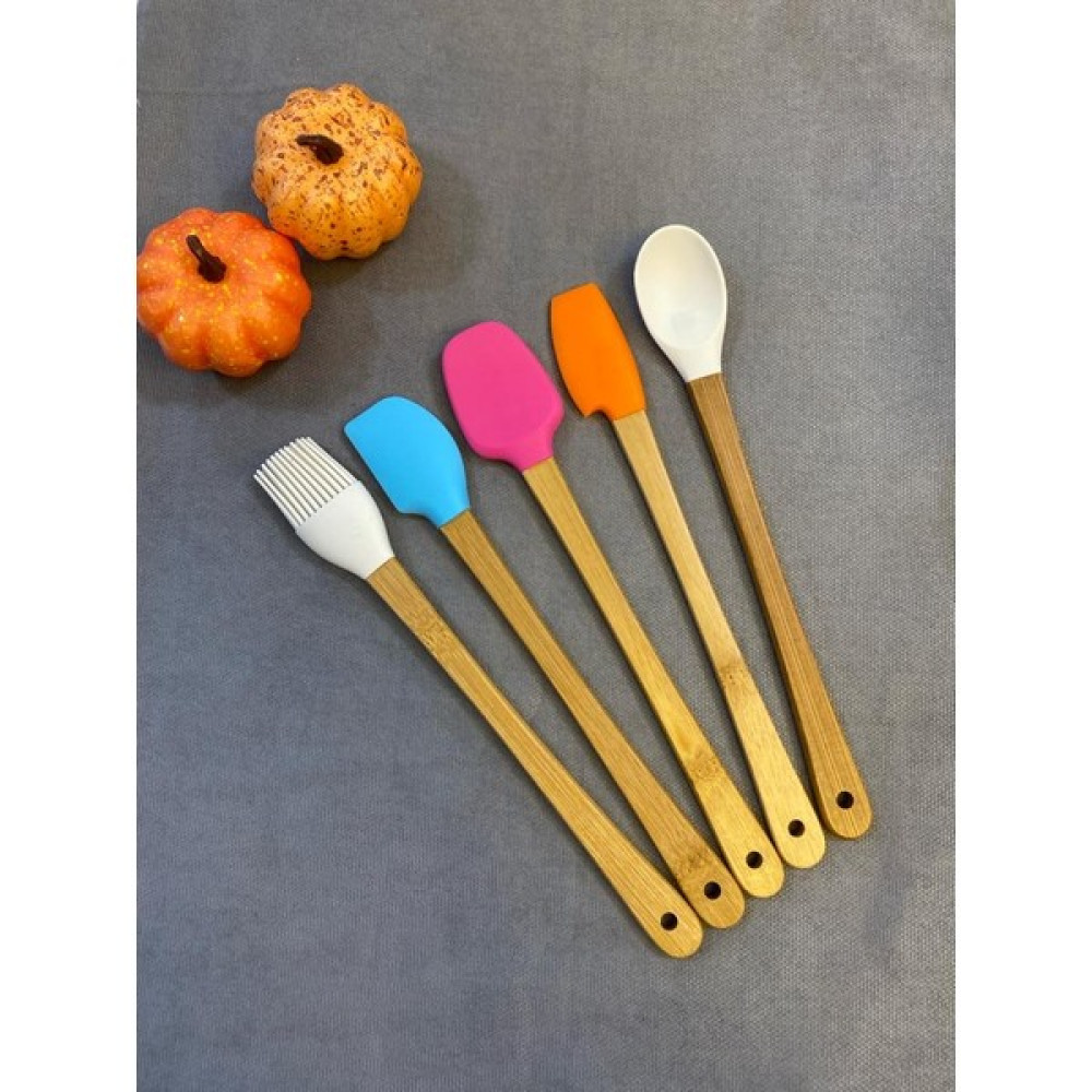Kitchen Crazy Bambu Saplı 5 Parça Mini Silikon Spatula Kaşık Fırça Seti SHYL654231 Mutfak Gereçleri Fiyatı