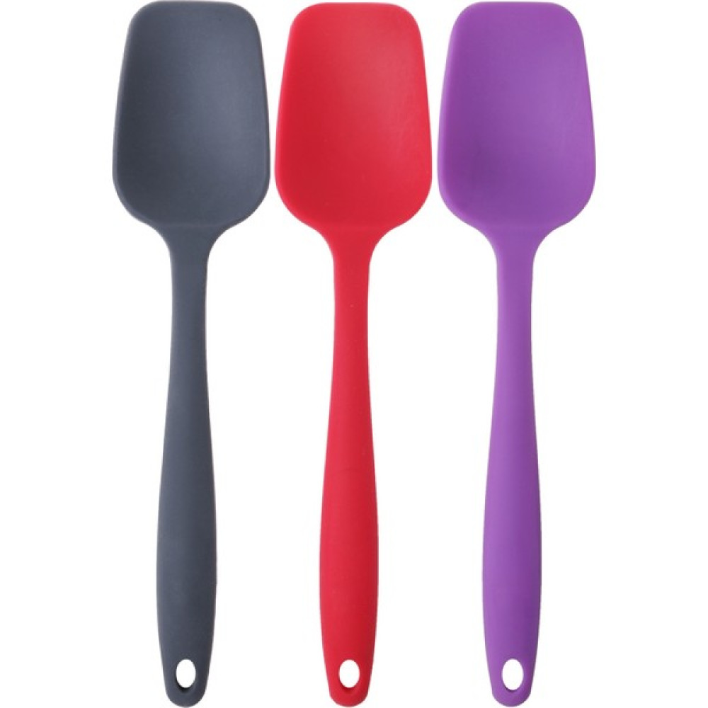 Kitchen Design Lab Büyük Boy Yanmaz Silikon Düz Spatula Kaşık Seti 3 Parça - Renkli Çatal / Kaşık / Bıçak Takımları Fiyatı