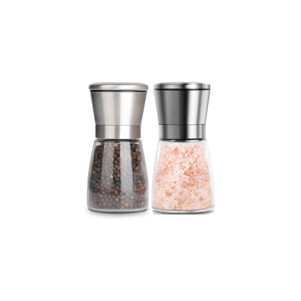 Kitchen Design Lab Cam Gövdeli Paslanmaz Çelik Kapaklı Tuz Karabiber Değirmeni Tuz Karabiber Öğütücü 10 Cm 2 Adet Baharat Setleri & Baharatlıklar Fiyatı