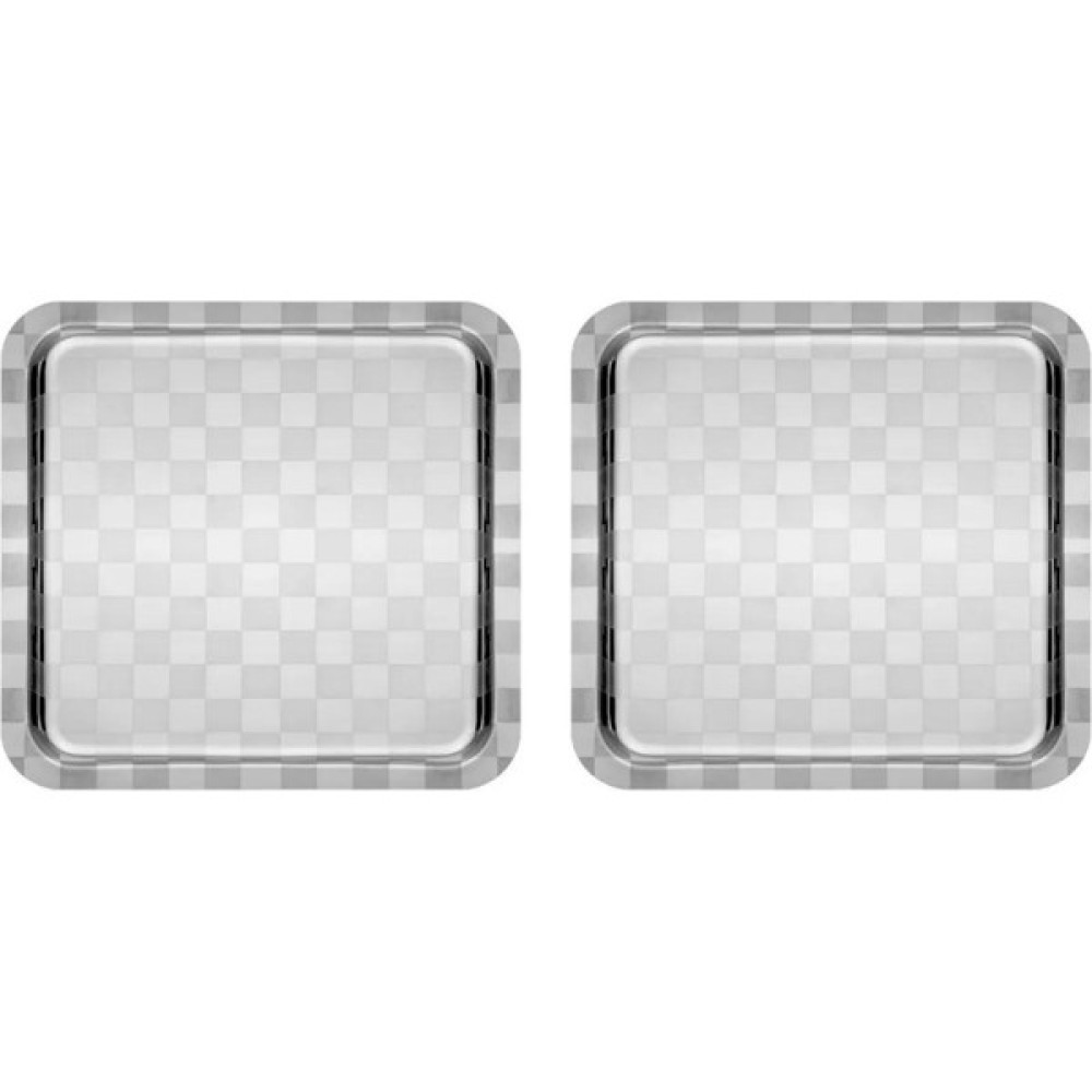 Kitchen Design Lab Damalı 2 Adet Kare Sunum Tepsisi Gümüş Çelik Gümüş Sunum 21 x 21 cm Çay Kahve Tatlı Servis Sunum - Metalik Servis Tepsisi Fiyatı