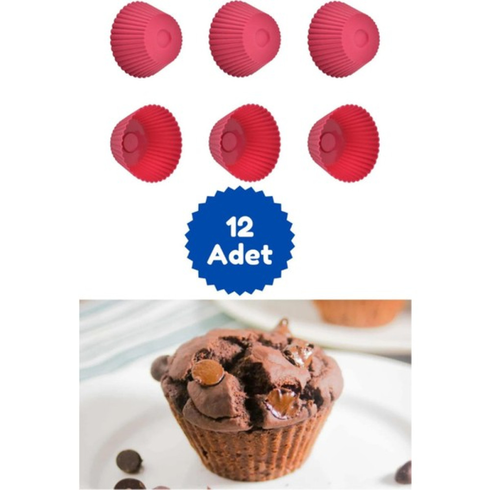 Kitchen Design Lab Kitchen Design Lab Kırmızı 12'li Silikon Mini Browni Kalıbı - Muffin Kalıbı 12 Adet Cupcake Kek Kalıbı Browni Kek Kalıbı 12LI Kı... Kek Kalıpları Fiyatı