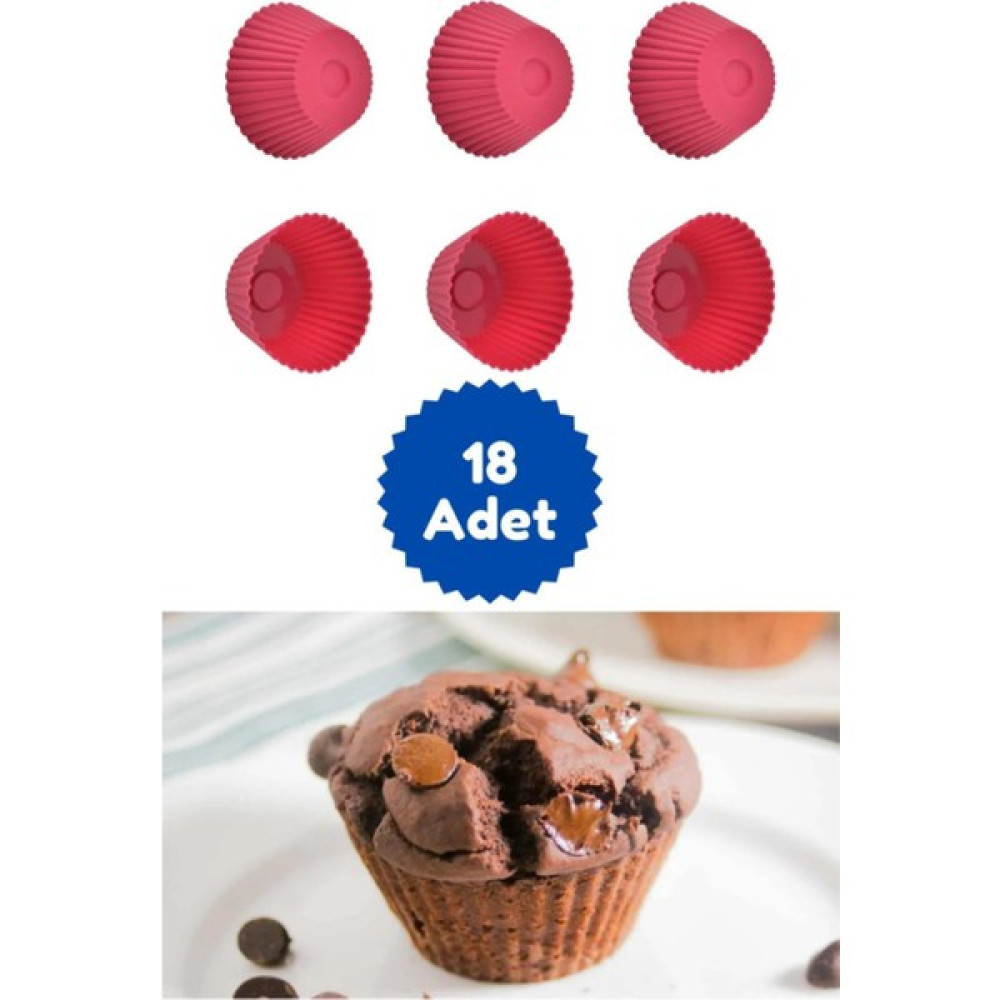 Kitchen Design Lab Kitchen Design Lab Kırmızı 18'li Silikon Mini Browni Kalıbı - Muffin Kalıbı 18 Adet Cupcake Kek Kalıbı Browni Kek Kalıbı 18LI Kı... Kek Kalıpları Fiyatı
