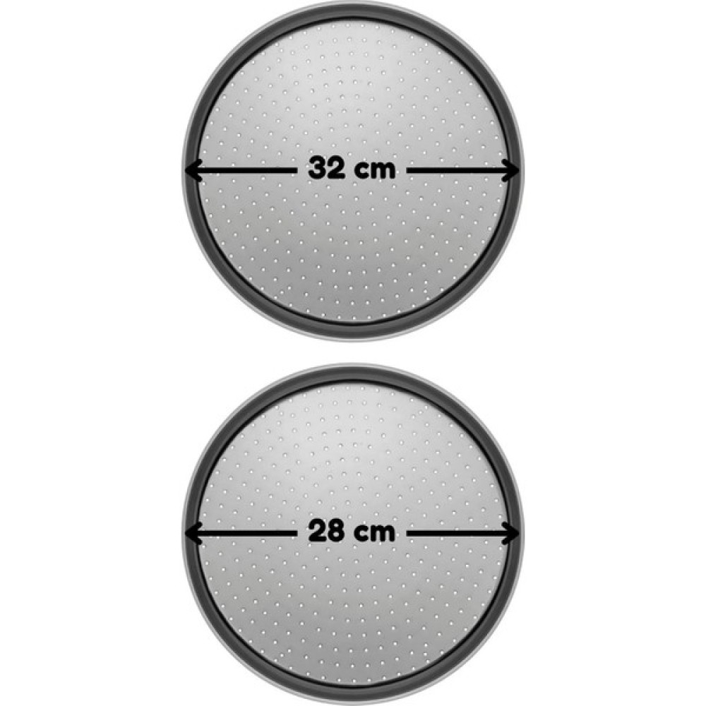 Kitchen Design Lab Orta ve Küçük Boy Delikli Pizza Tepsisi Lahmacun Pide Tepsisi 32 ve 28 cm 2 Adet - Metalik Servis Tepsisi Fiyatı
