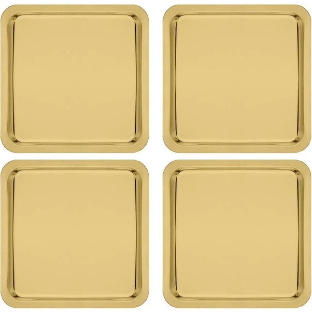 Kitchen Design Lab Paslanmaz Çelik Gold Renk Sunum Tepsisi 21 X21 cm Çay Kahve Pasta Tatlı Servis Sunum Tepsisi 4 Adet Servis Tepsisi Fiyatı