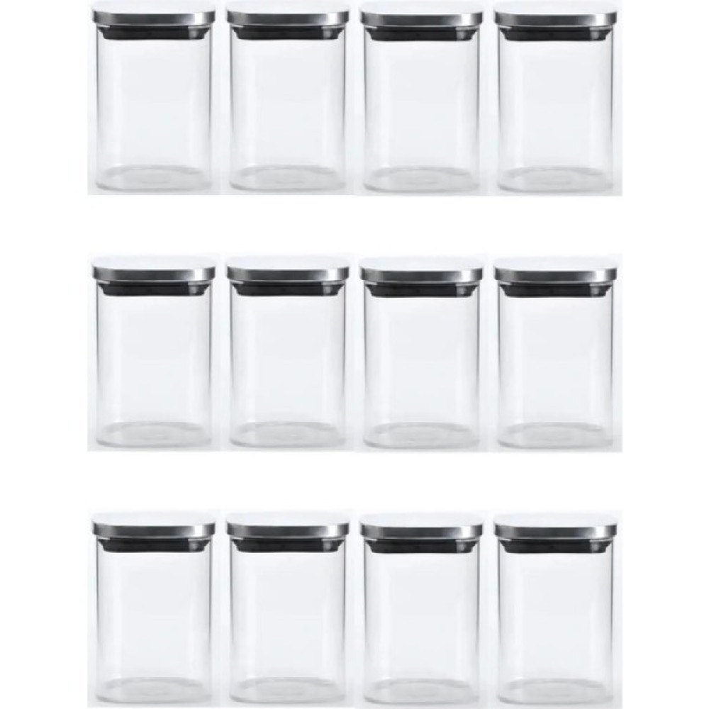 Kitchen Design Lab Vakum Krom Kapaklı Kare Cam Kavanoz 6,5X10,5 cm - 300 ml Cam Baharatlık Saklama Kabı 12 Adet - 350 ml Saklama Kapları Fiyatı