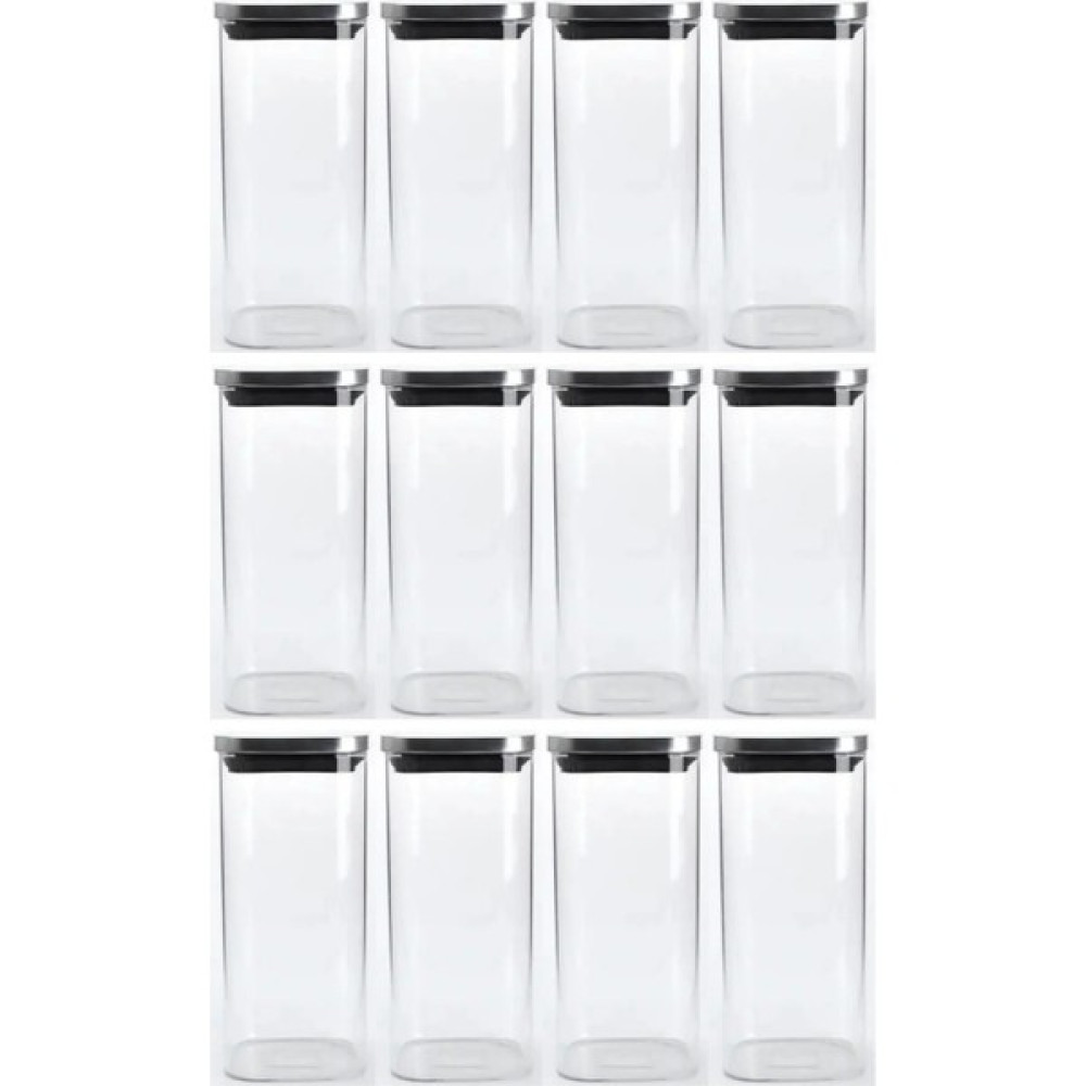 Kitchen Design Lab Vakum Krom Kapaklı Kare Cam Kavanoz 6,5X15,5 cm - 450 ml Cam Baharatlık Saklama Kabı 12 Adet Saklama Kapları Fiyatı