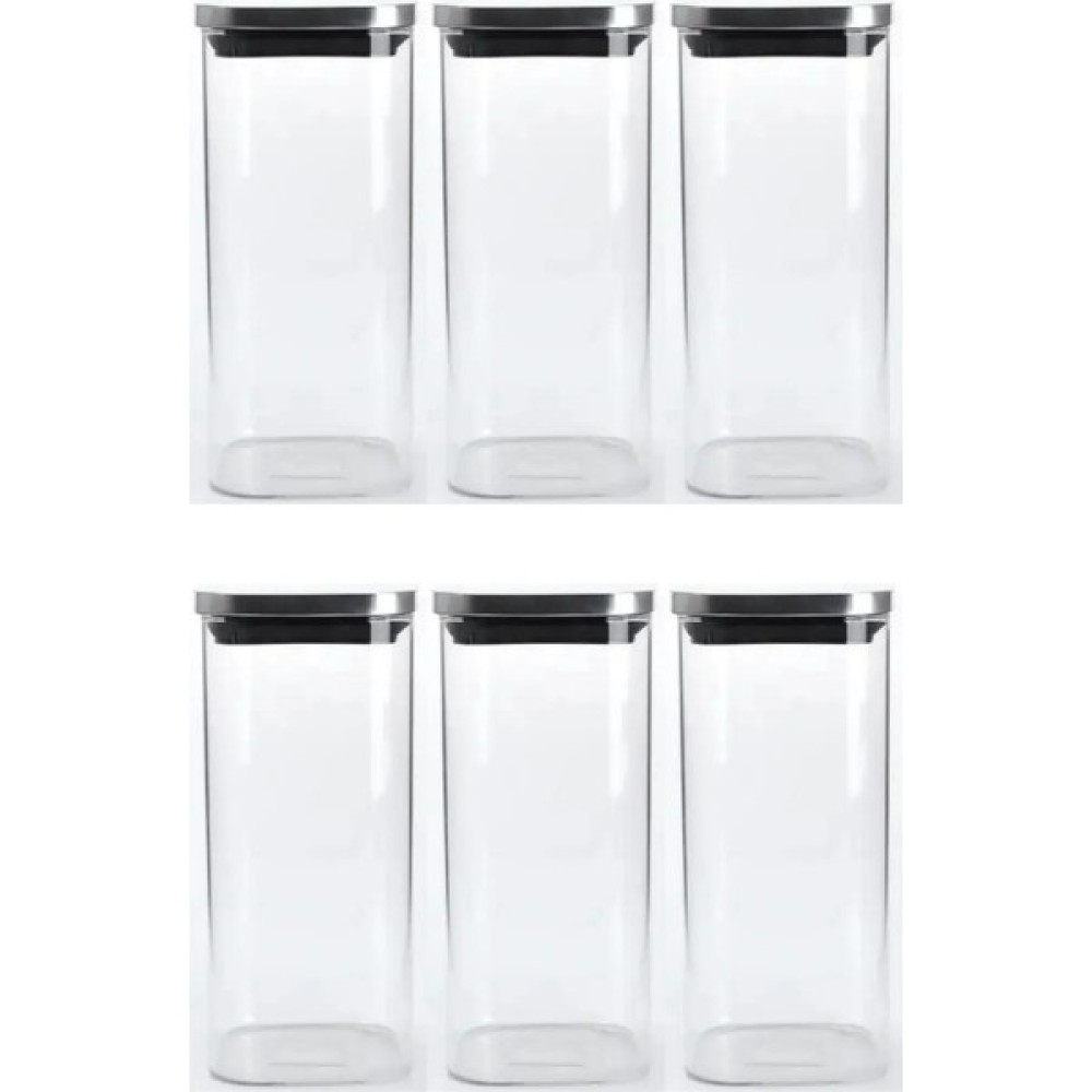 Kitchen Design Lab Vakum Krom Kapaklı Kare Cam Kavanoz 6,5X15,5 cm - 450 ml Cam Baharatlık Saklama Kabı 6 Adet Saklama Kapları Fiyatı