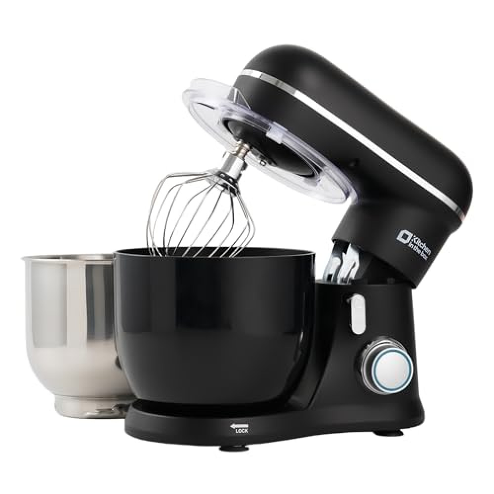 Kitchen in the Box Stand Mixer, 3.5QT Two Bowls Small Kitchen Electric Mixer, 10-Speed Portable Lightweight Matte Finish with Egg Whisk, Dough Hook, Beater (Onyx Black, 3.5QT) Mixers Fiyatı
