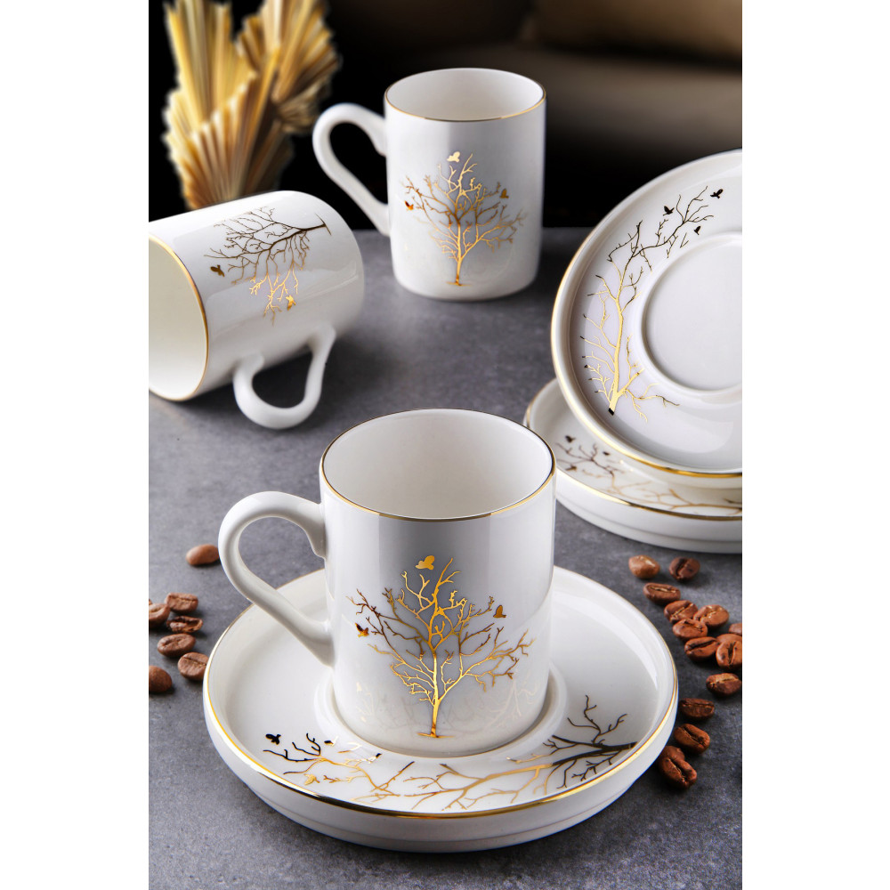 Kitchen Life 12 Parça 6 Kişilik Hayat Ağacı Kahve Fincan Takımı - Kahve Fincanı Seti 100ml Fincan / Bardak / Kahve Takımı Fiyatı