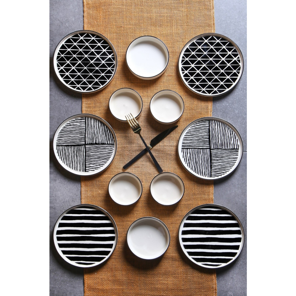 Kitchen Life 12 Parça 6 Kişilik Stackable Pop Black White Kahvaltı Takımı - Lüx Kahvaltılık Sunum Tabağı Seti Kahvaltı Takımı Fiyatı