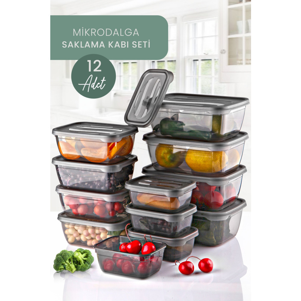 Kitchen Life 12li Dikdörtgen Mikrodalga İçi Saklama Kabı (1600ml-900ml-400ml) Sebze Meyve Et Tavuk Saklama Kabı Saklama Kapları Fiyatı