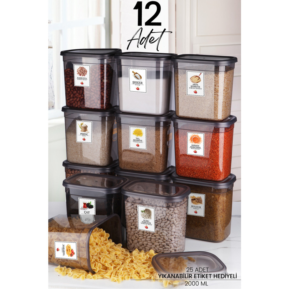 Kitchen Life 12li Etiketli Moly Dikdörtgen Erzak Saklama Kabı Seti 2000ml -çoklu Set Yapılabilen Kapaklı 2 Litre Saklama Kapları Fiyatı