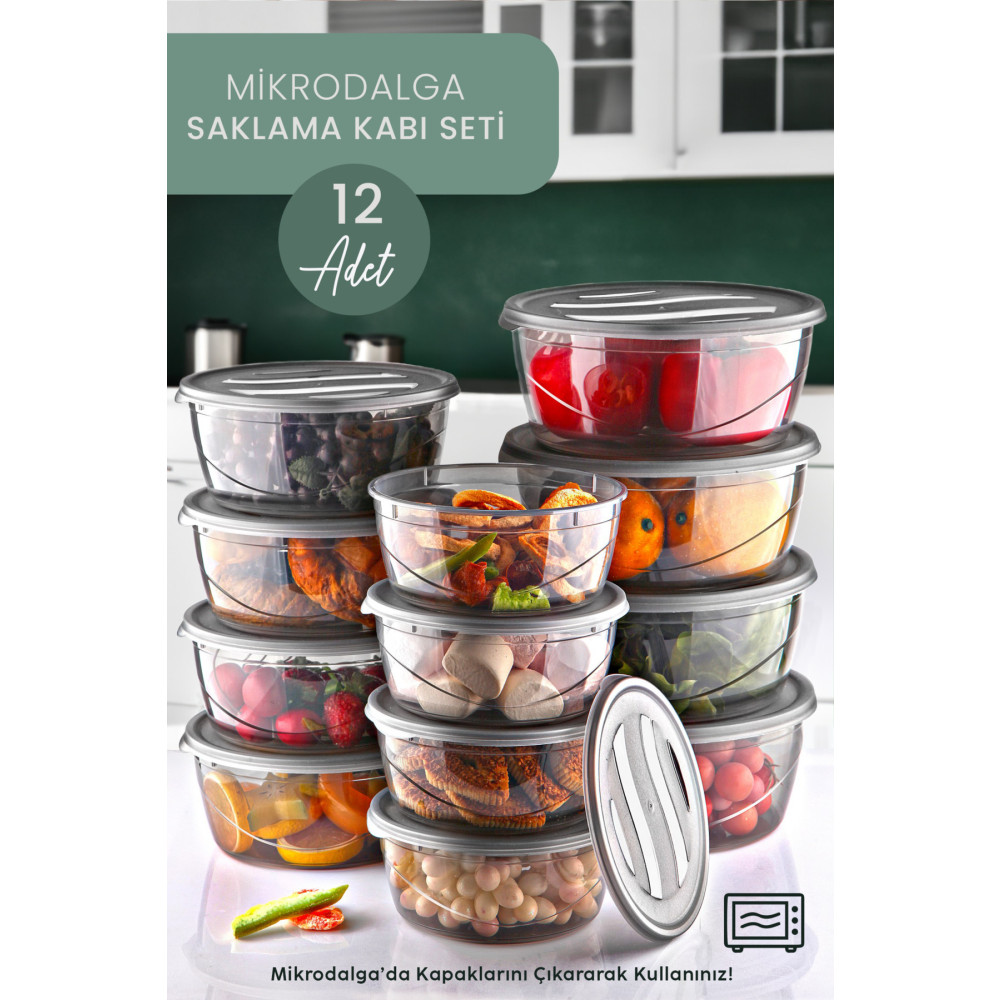 Kitchen Life 12li Yuvarlak Mikrodalga İçi Saklama Kabı (1750ml-1200ml-750ml) Sebze Meyve Et Tavuk Saklama Kabı Saklama Kapları Fiyatı