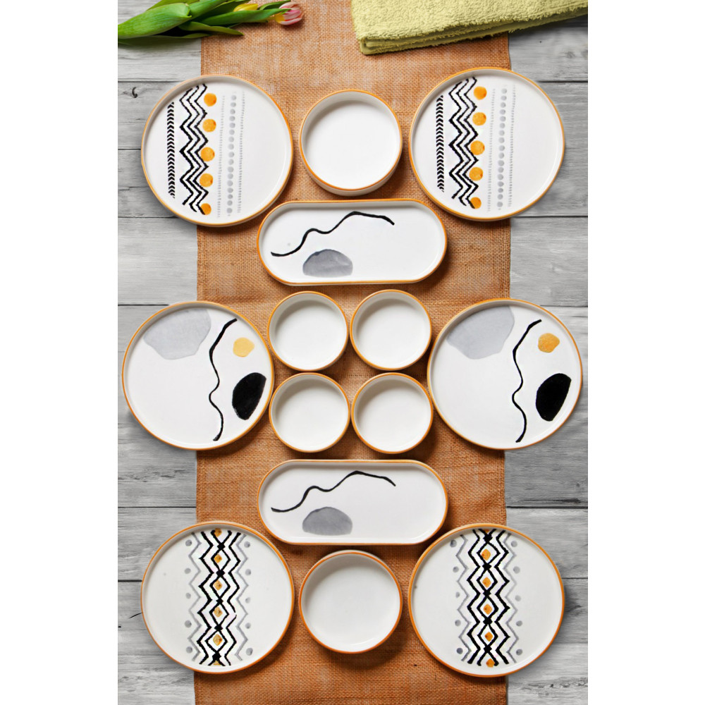 Kitchen Life 14 Parça 6 Kişilik Axial Stackable Kahvaltı Takımı - Lüx Kahvaltılık Sunum Seti Tabağı Kahvaltı Takımı Fiyatı