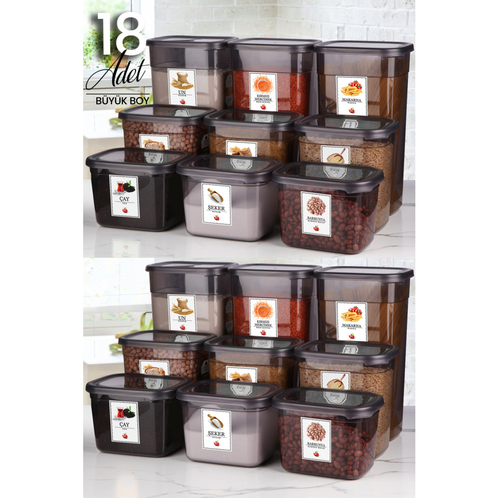 Kitchen Life 18li Etiketli Moly Dikdörtgen Erzak Saklama Kabı Seti X6(1300ML-2000ML-3200ML) Geniş - Sert Kapaklı Saklama Kapları Fiyatı