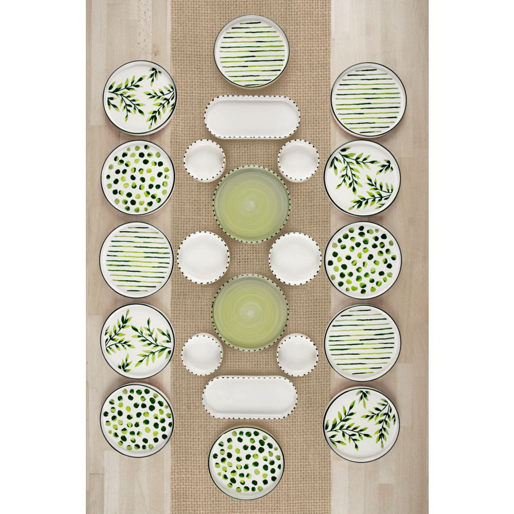 Kitchen Life 22 Parça 12 Kişilik Greentree Stackable Kahvaltı Takımı - Lüx Kahvaltılık Sunum Seti Tabağı Kahvaltı Takımı Fiyatı