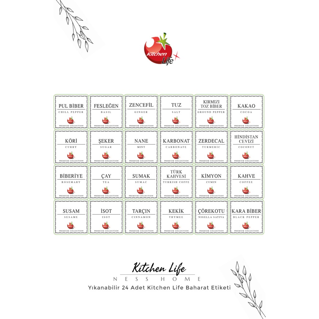 Kitchen Life 24 Adet Yıkanabilir Saklama Kabı ve Baharat Etiketi - Stickerı Baharat Setleri & Baharatlıklar Fiyatı
