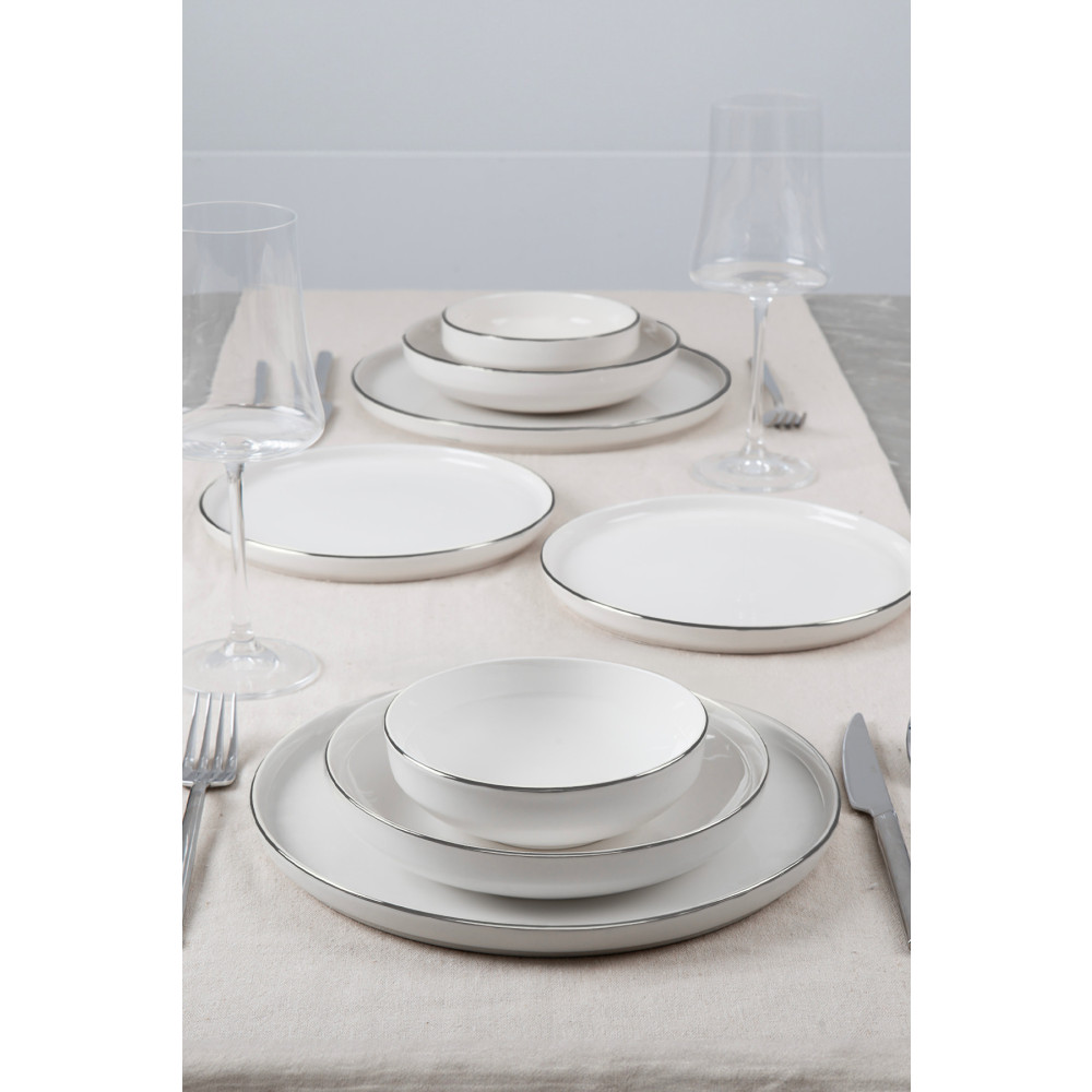 Kitchen Life 24 Parça 6 Kişilik Gümüş Kenarlı Bone China Stackable Yemek Takımı - (Kenarları Saf Altın Suyudur) Yemek Takımı Fiyatı